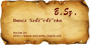 Bencz Szörénke névjegykártya